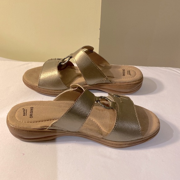 Earth Origins Stella Suzanne Womens Leather Platinum Sandals Shoes Size 8 - Picture 3 of 5
